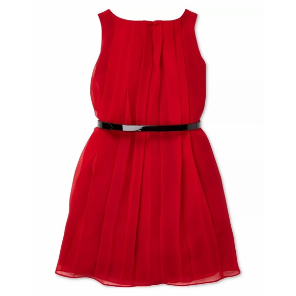 SOLD Polo Ralph Lauren Red Belted Chiffon A-Line Dress - Picture 2 of 3